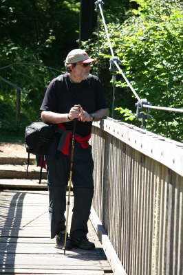 Derek on bridge in Ness Glen